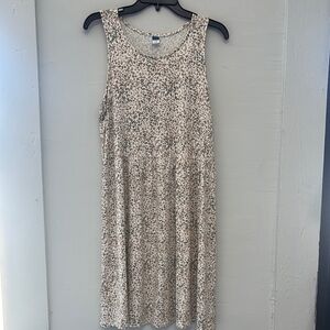 Old Navy Beige Leopard‎ Print Jersey Knit Swing Dress Size Large